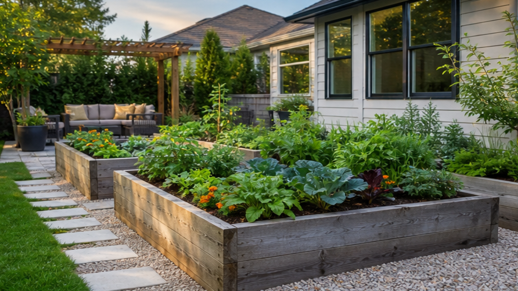 AI Garden Design Free with raised planters