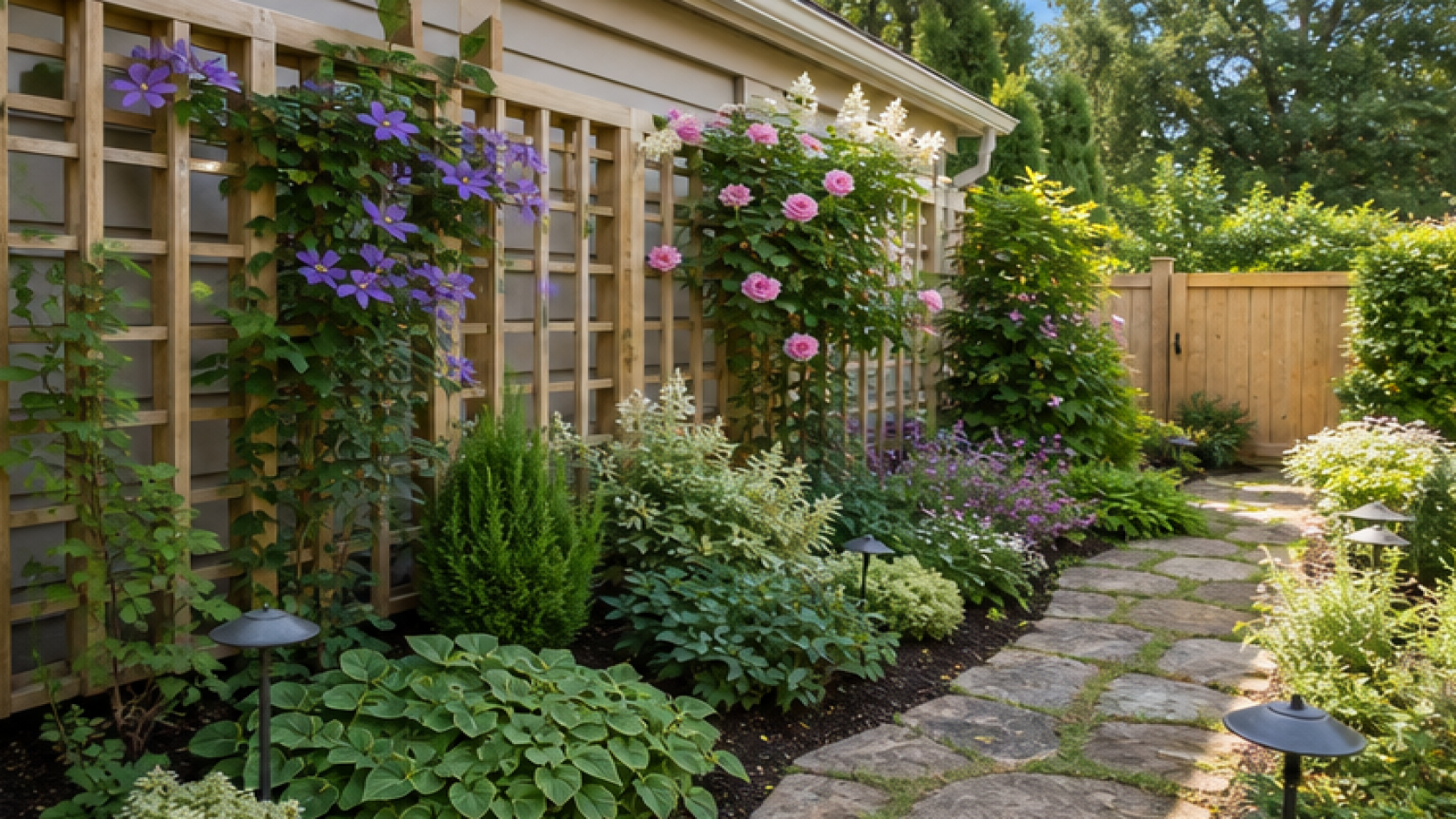 AI Garden Design Free with a trellis accent