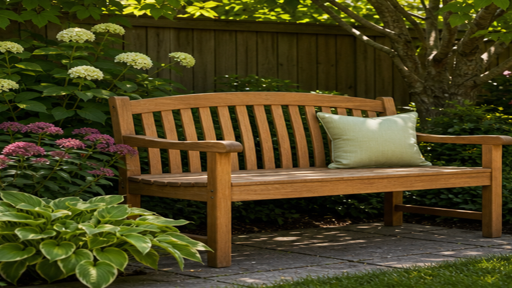 Backyard Garden Ideas with a garden bench