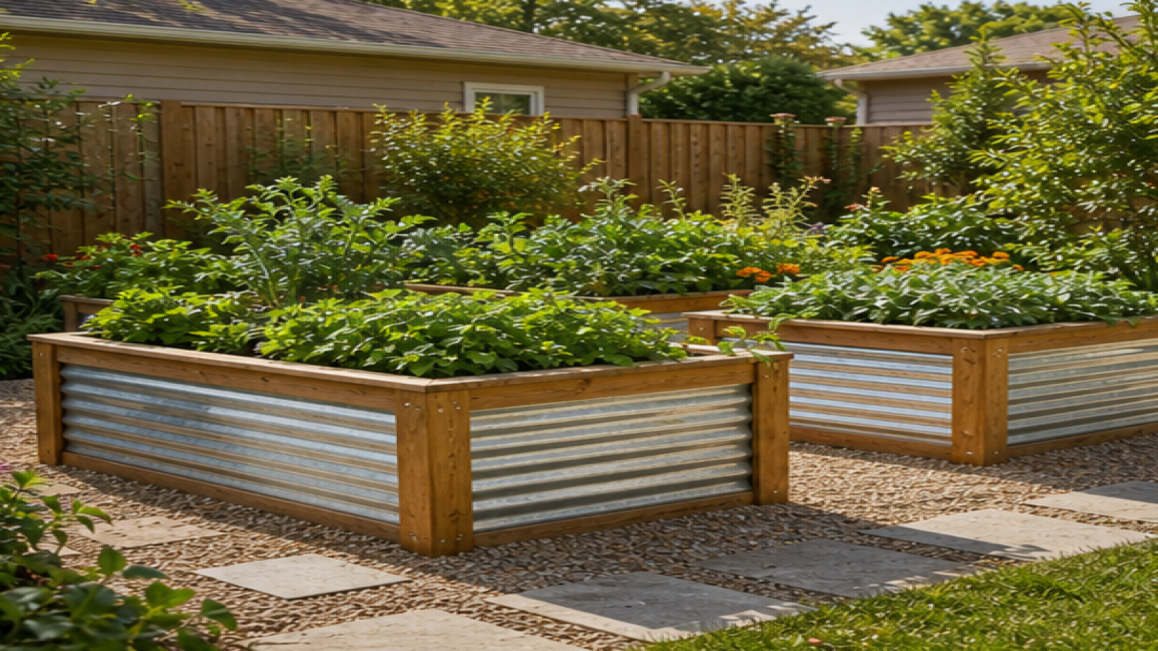 Backyard Garden Ideas with raised planters