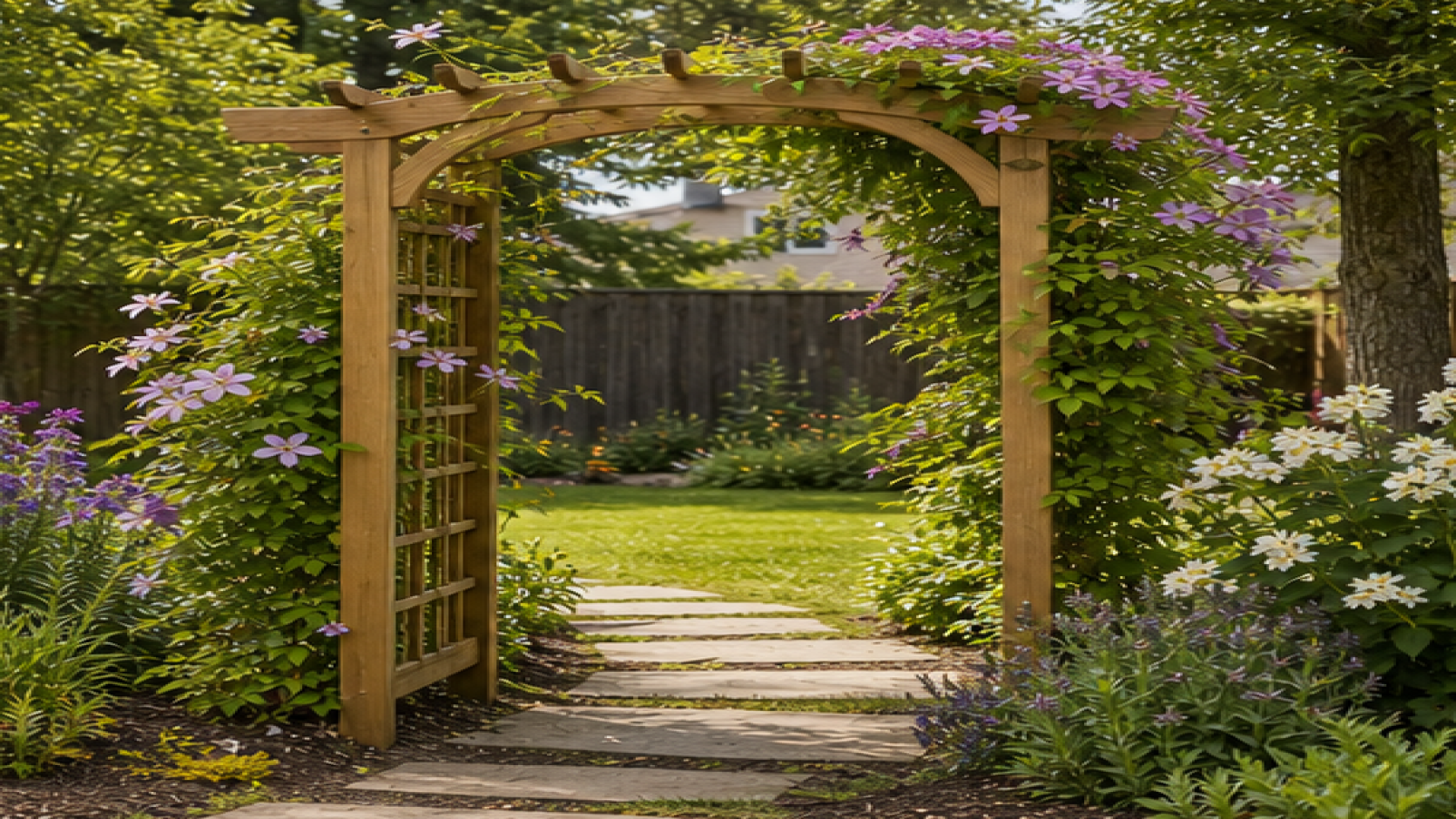 Backyard Garden Ideas with a trellis accent