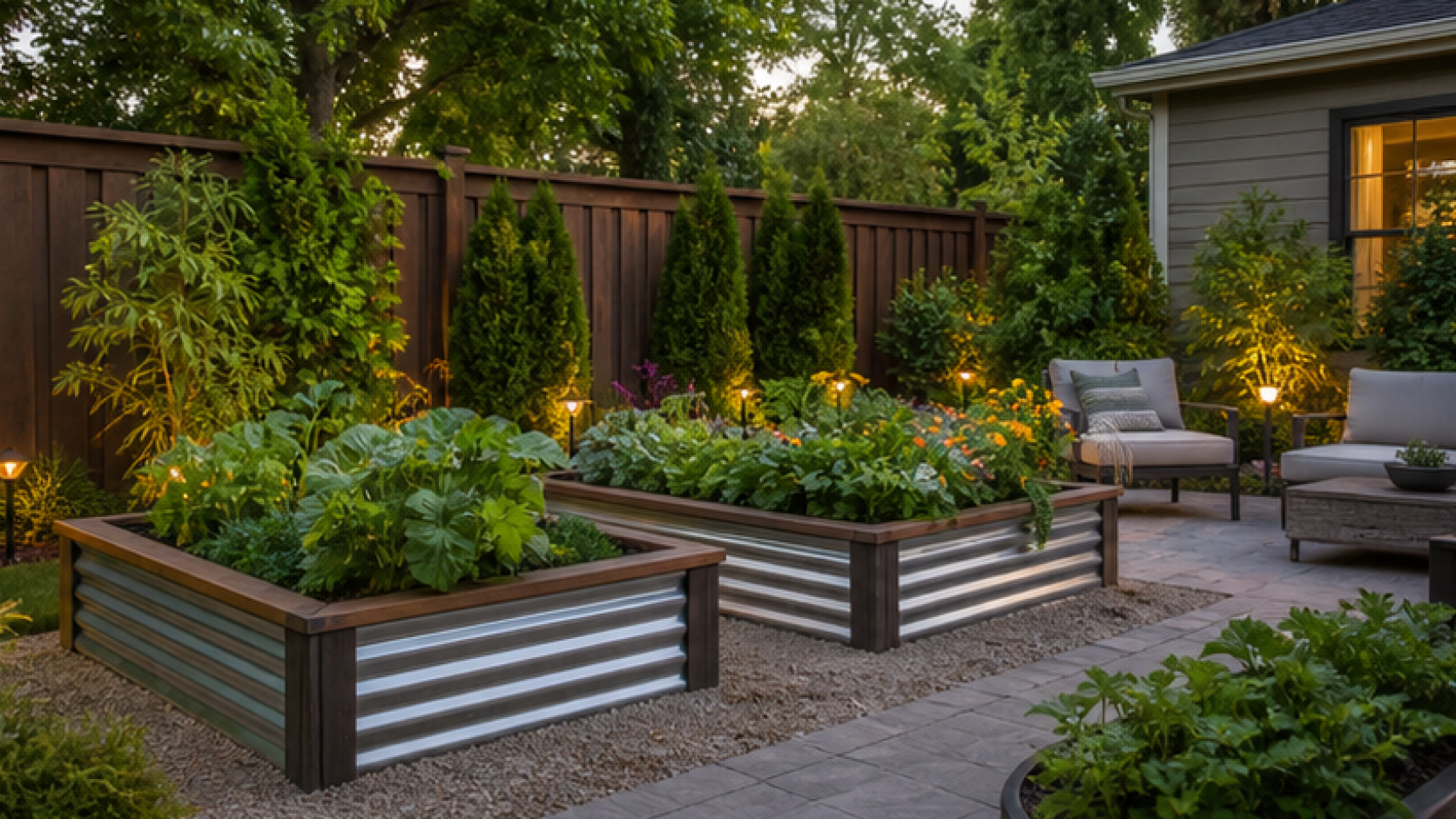 Backyard Garden Ideas with raised planters