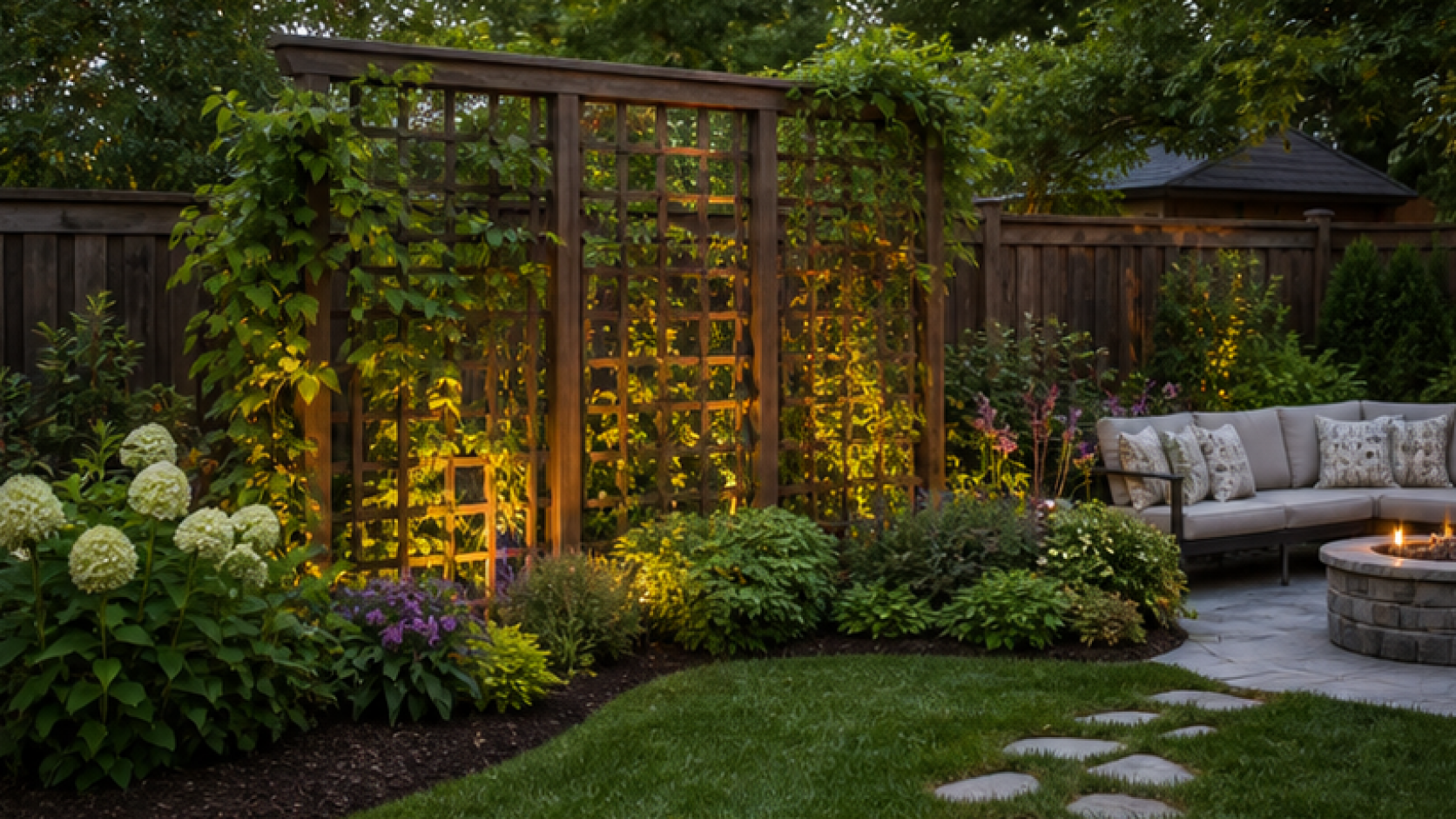 Backyard Garden Ideas with a trellis accent