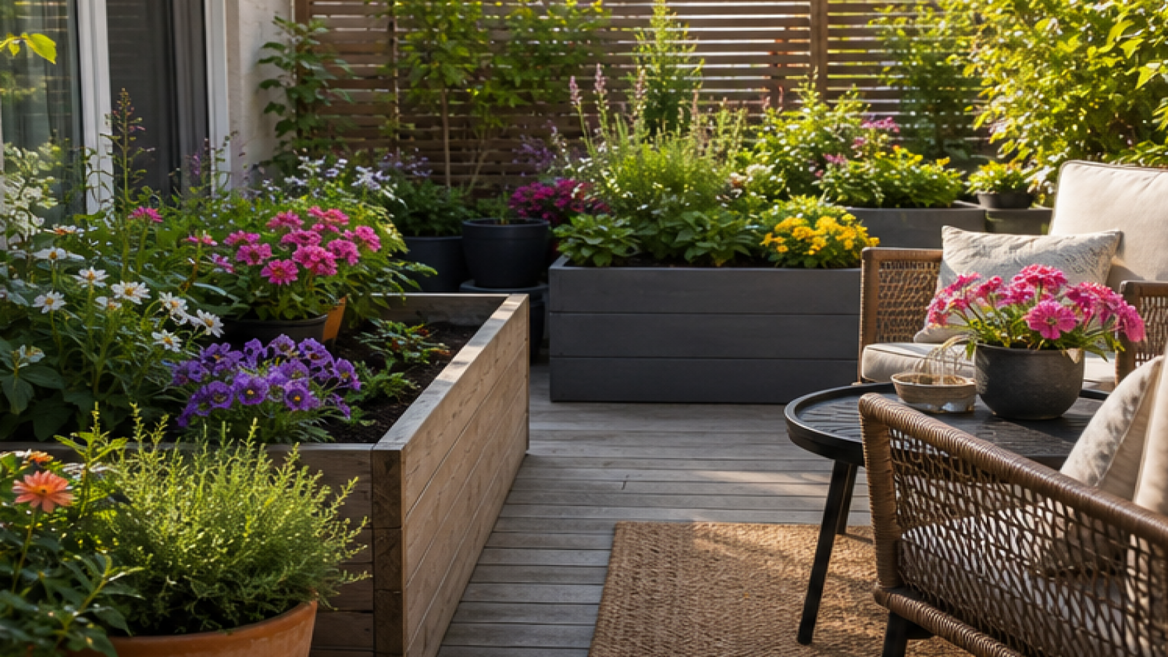 Container Gardening Ideas with raised planters