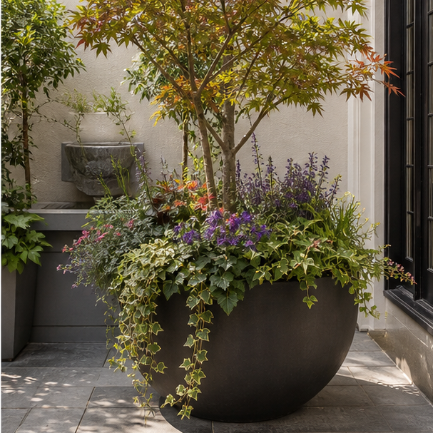 Courtyard Garden Ideas container accent