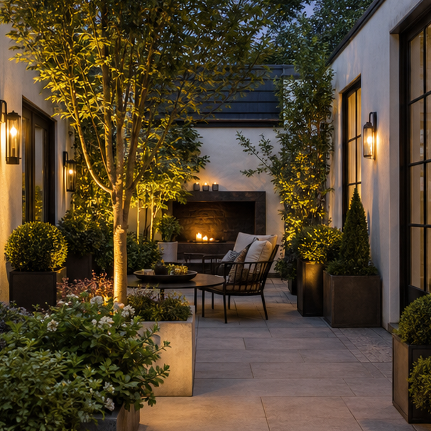 Courtyard Garden Ideas evening light