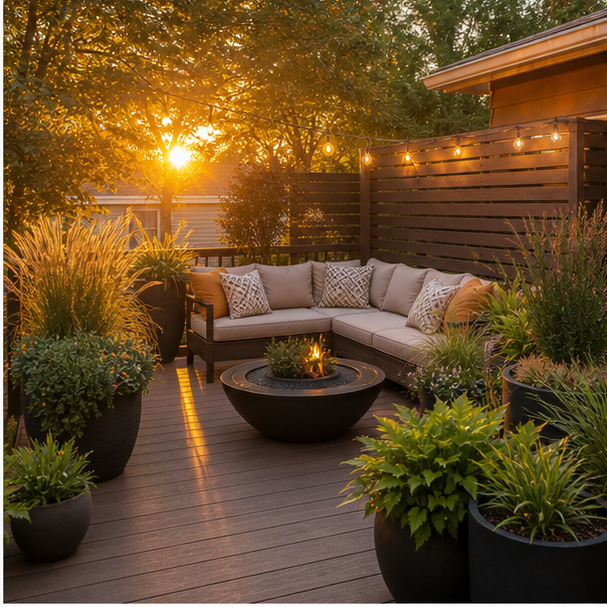 Deck Garden Ideas evening light