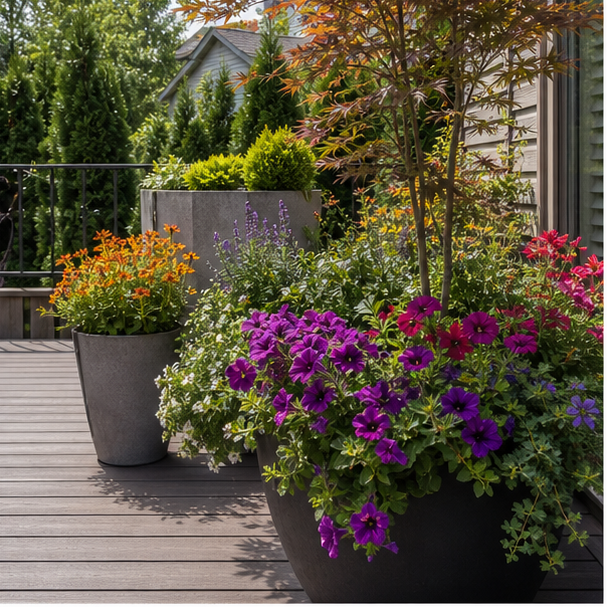 Deck Garden Ideas seasonal color