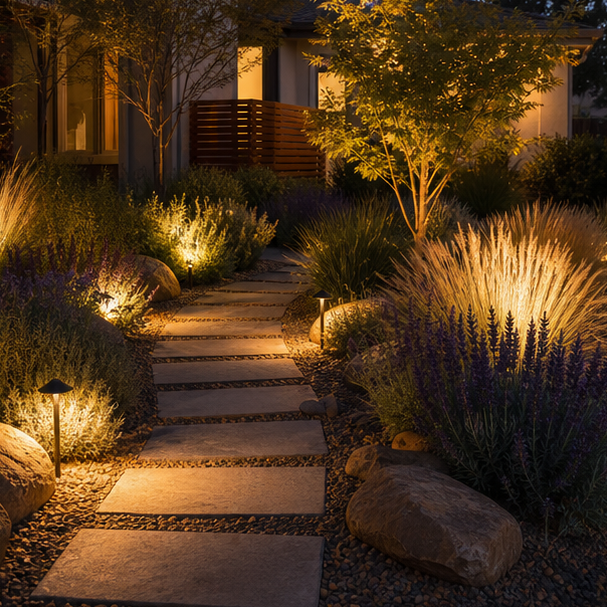 Drought Tolerant Garden Ideas soft evening glow