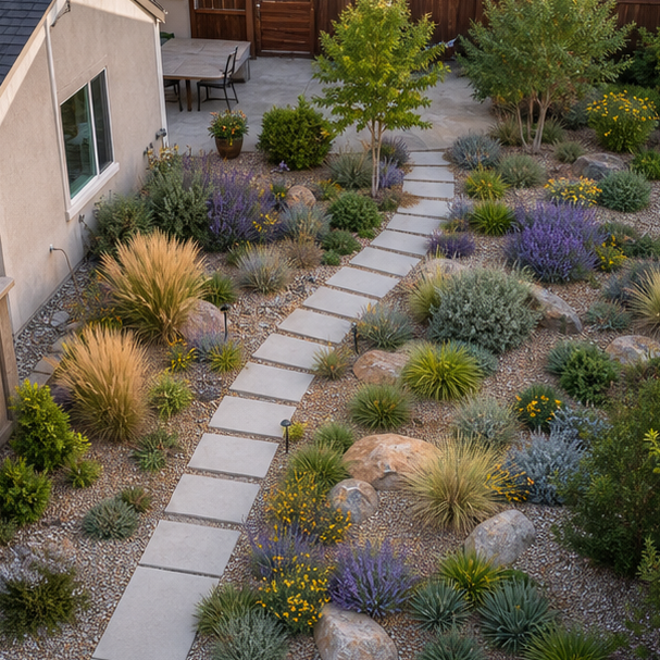 Drought Tolerant Garden Ideas layout view