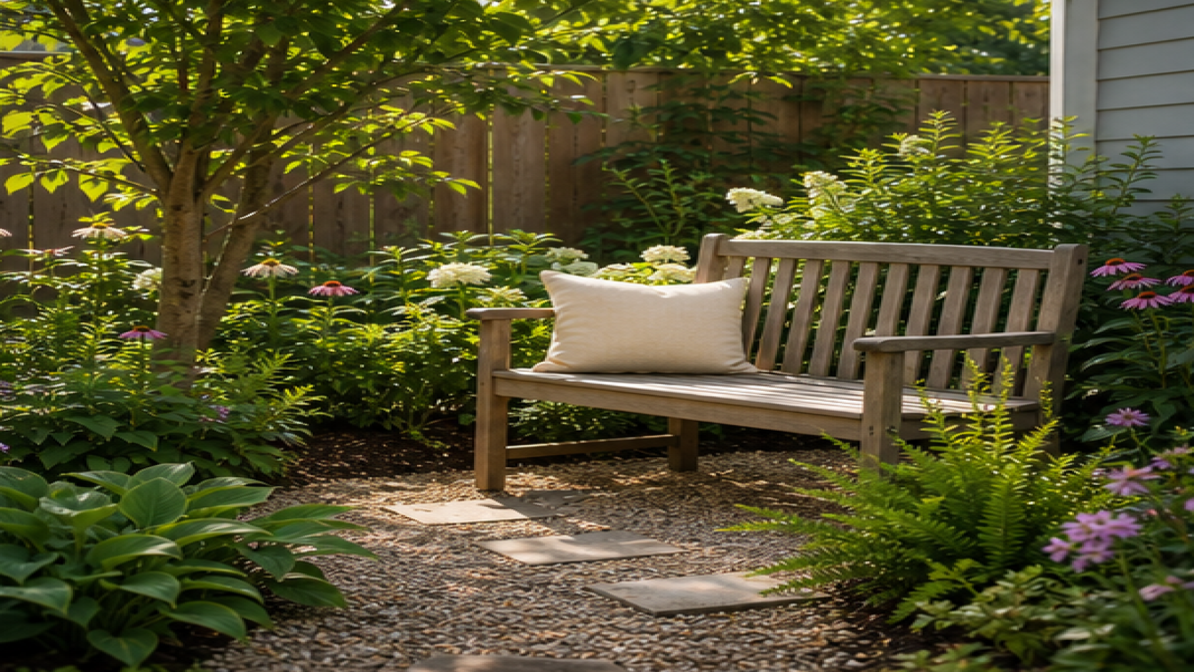 Easy Garden Ideas with a garden bench