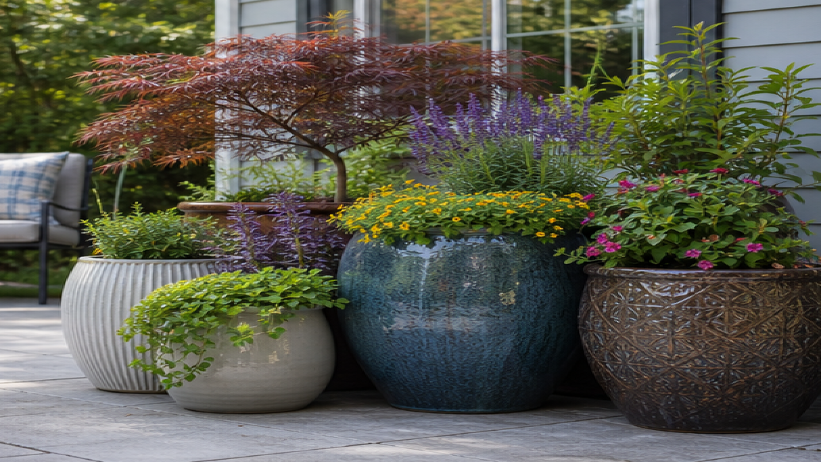 Easy Garden Ideas with potted plant accents