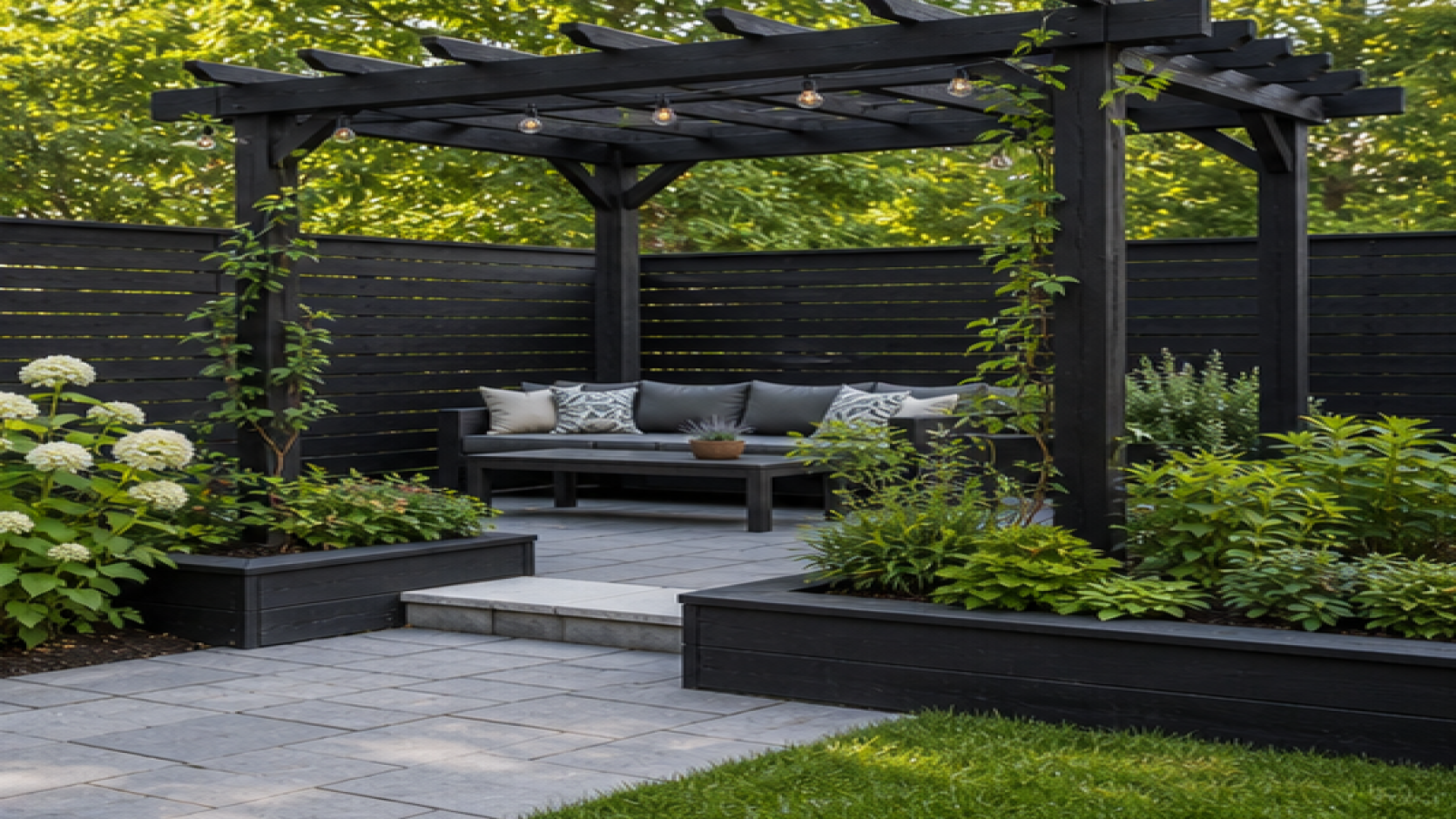 Easy Garden Ideas with dark wood accents