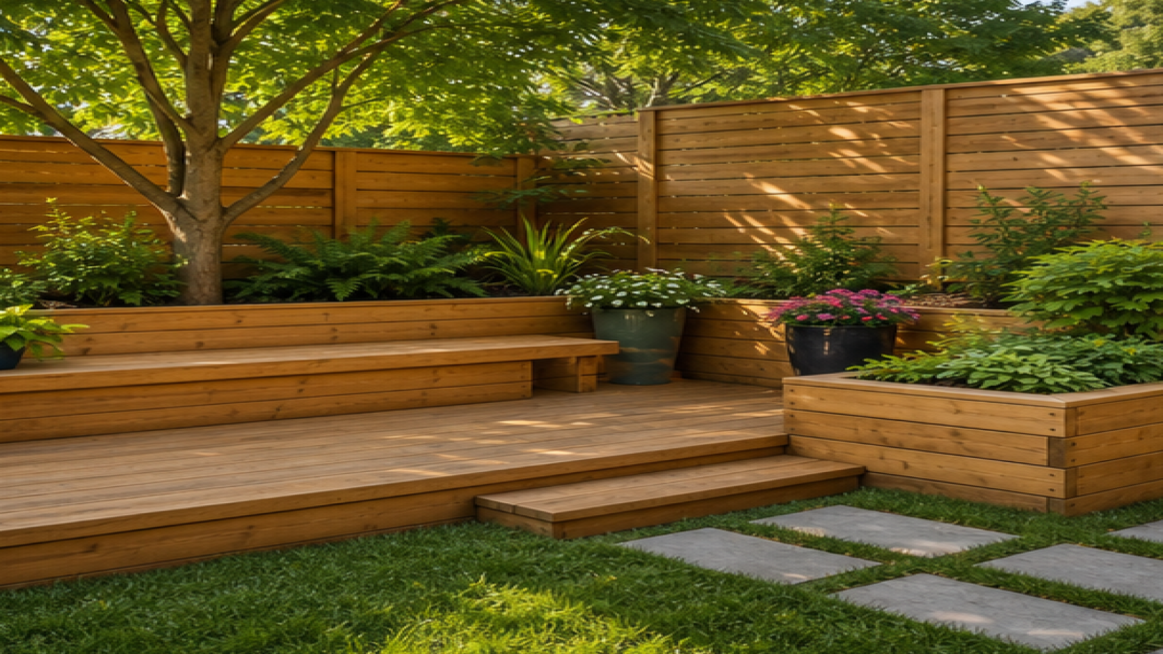 Easy Garden Ideas with natural wood accents