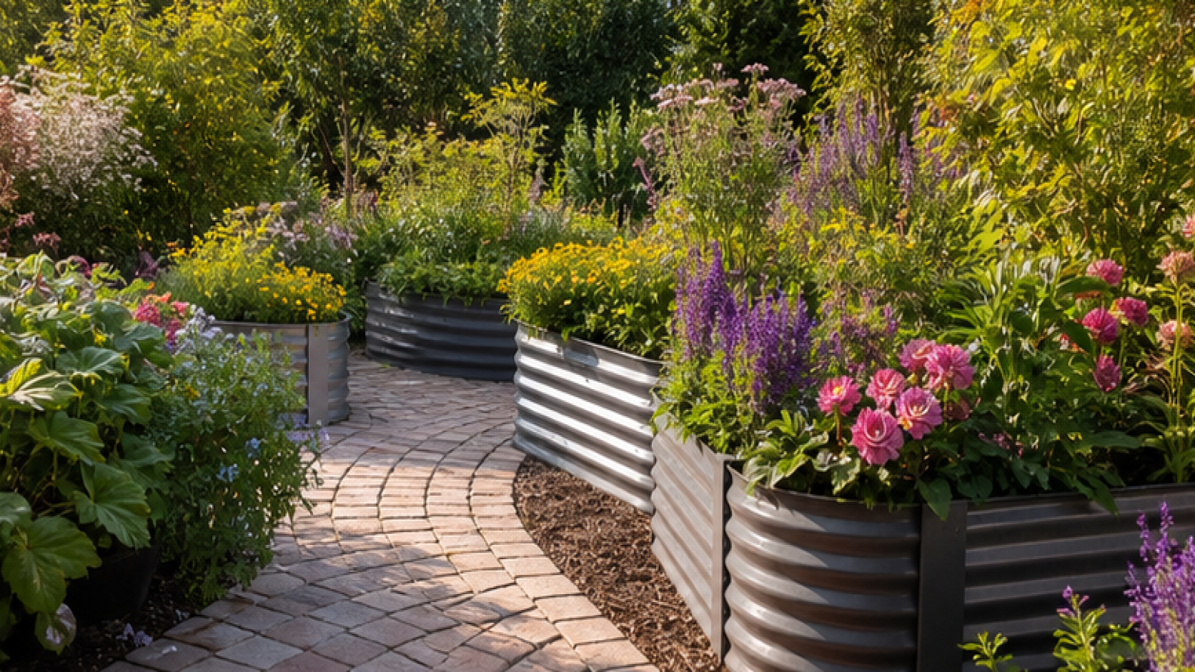 Flower Garden Ideas with raised planters
