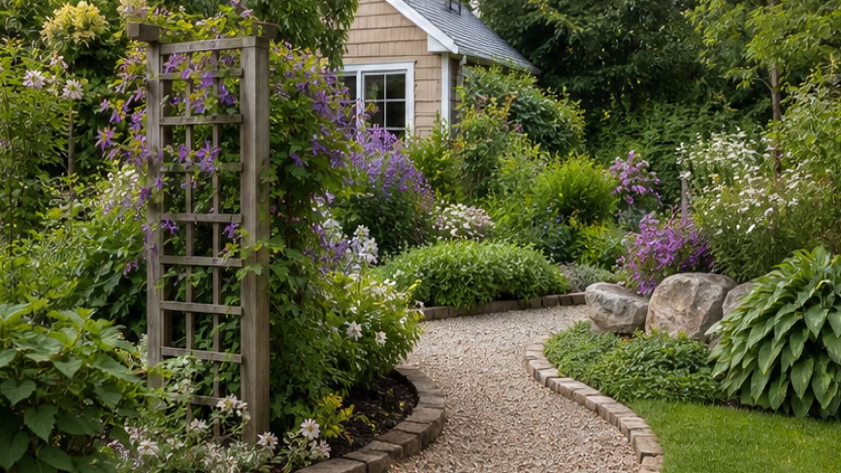 Flower Garden Ideas with a trellis accent