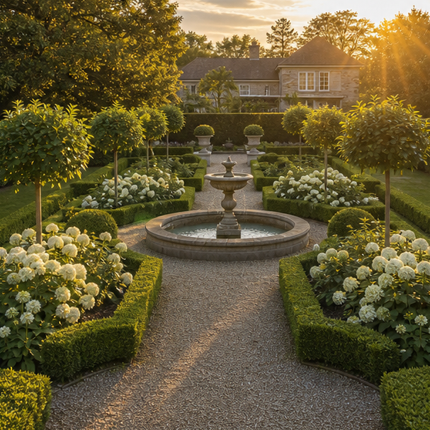 Formal Garden Ideas evening light