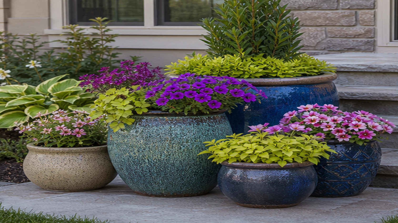 Front Garden Ideas with potted plant accents