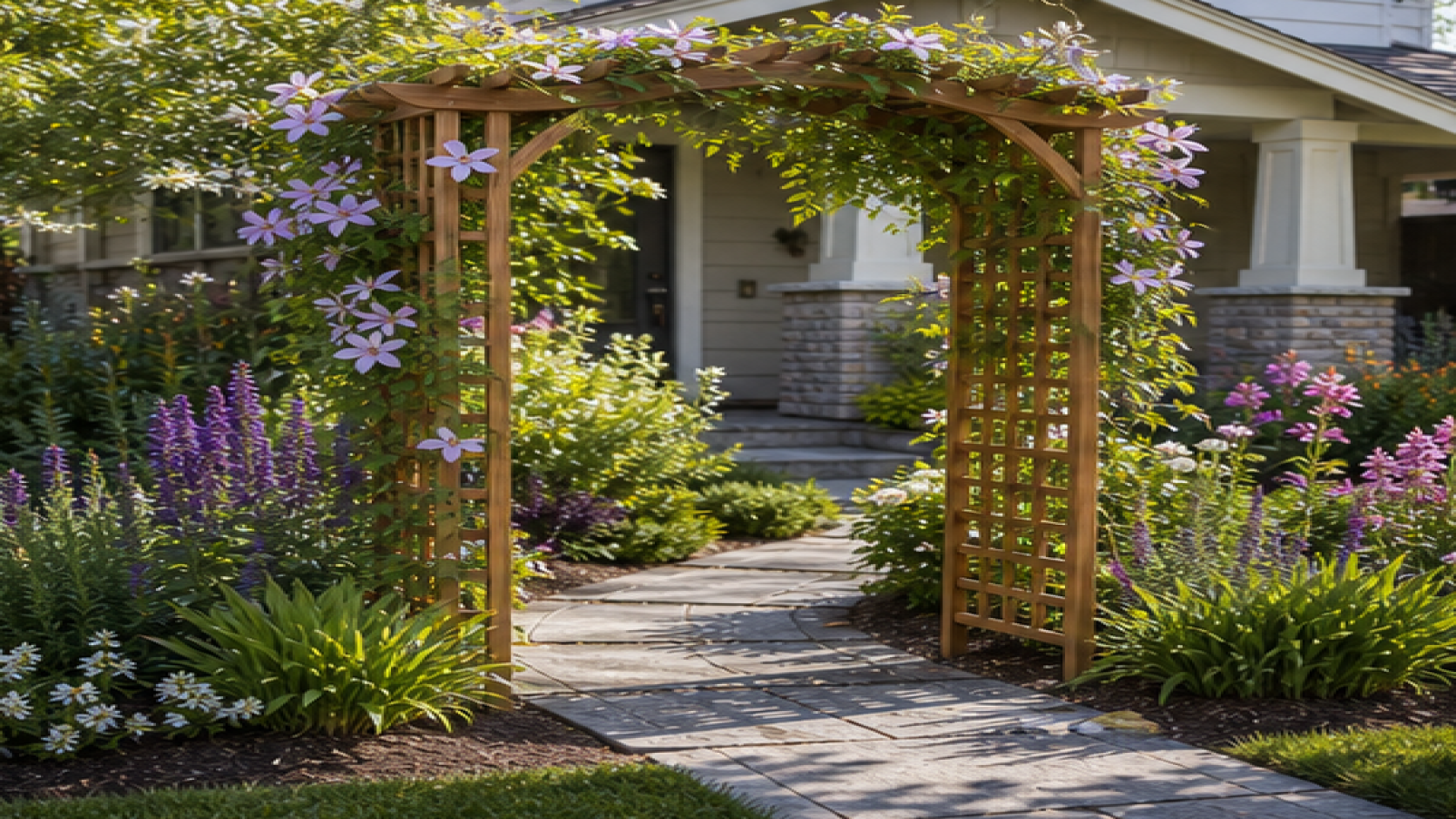 Front Garden Ideas with a trellis accent