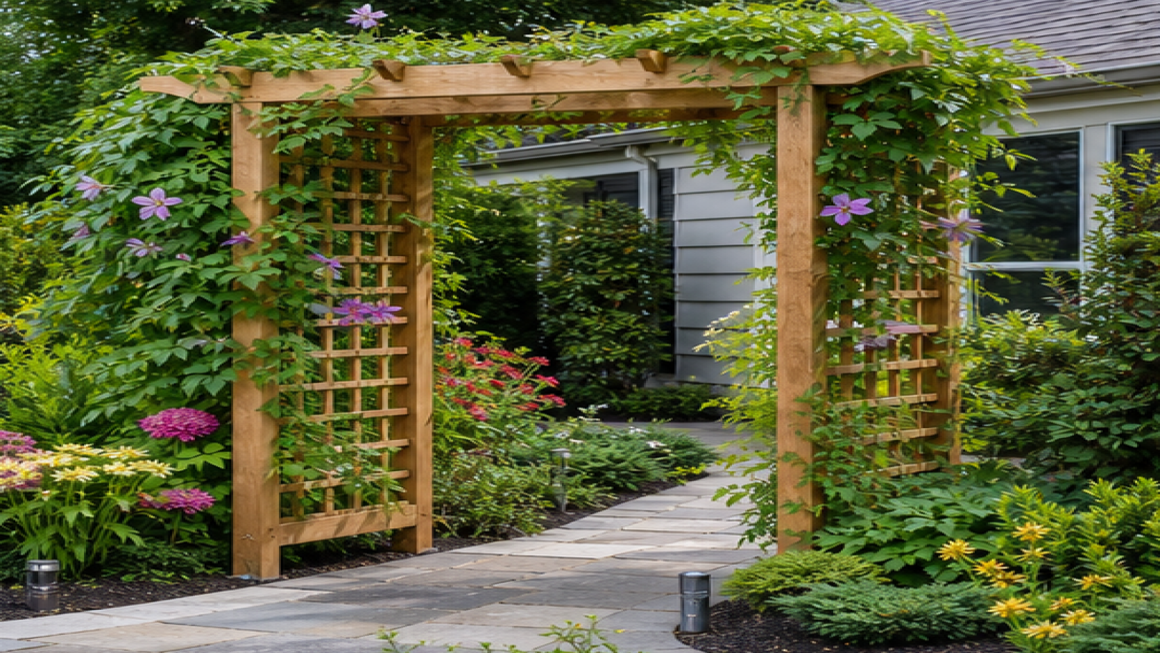 Front Garden Ideas with a trellis accent