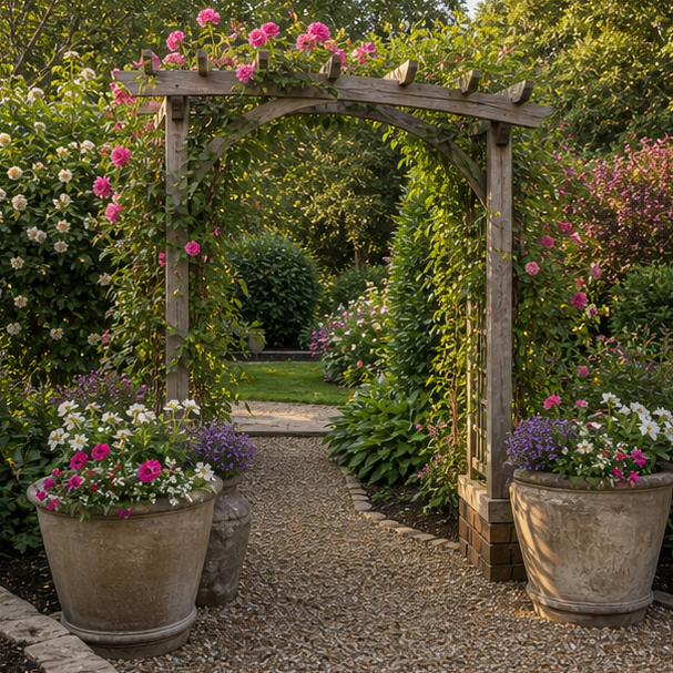Garden Arbor Ideas container accent