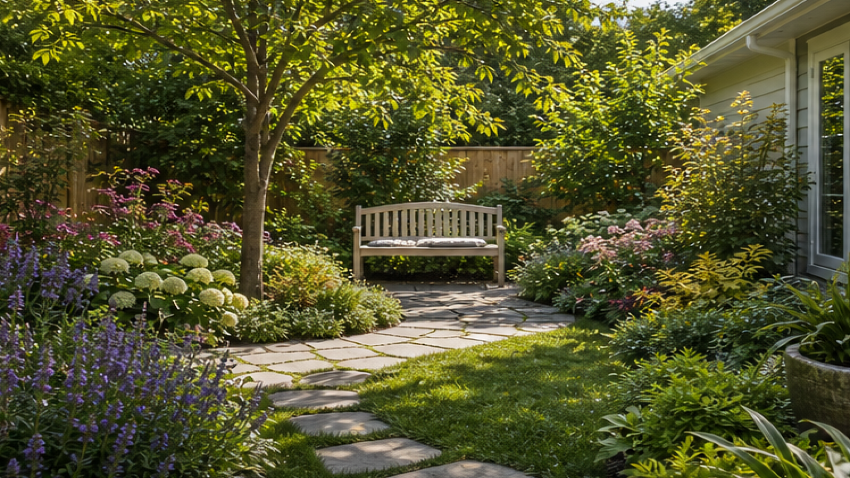 Garden Design App with a garden bench