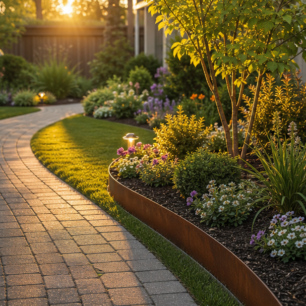 Garden Edging Ideas evening light