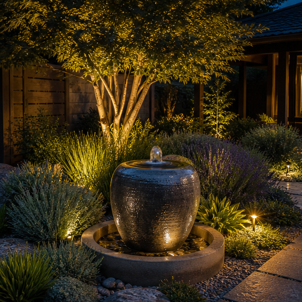 Garden Focal Point Ideas soft evening glow