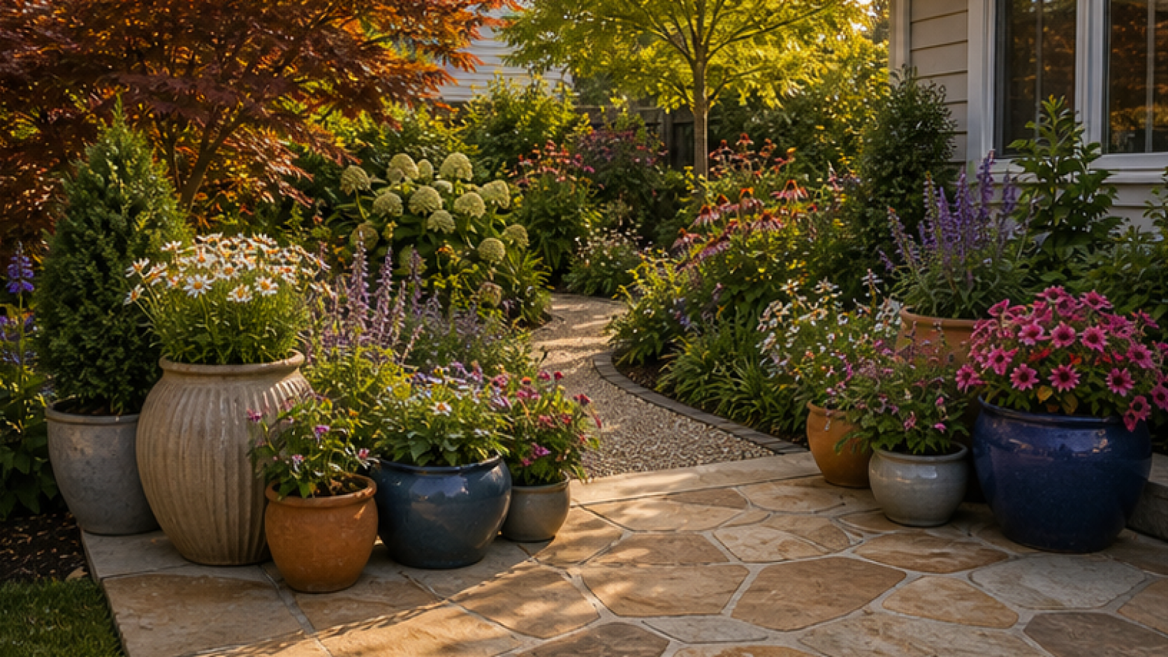 Garden Ideas with potted plant accents