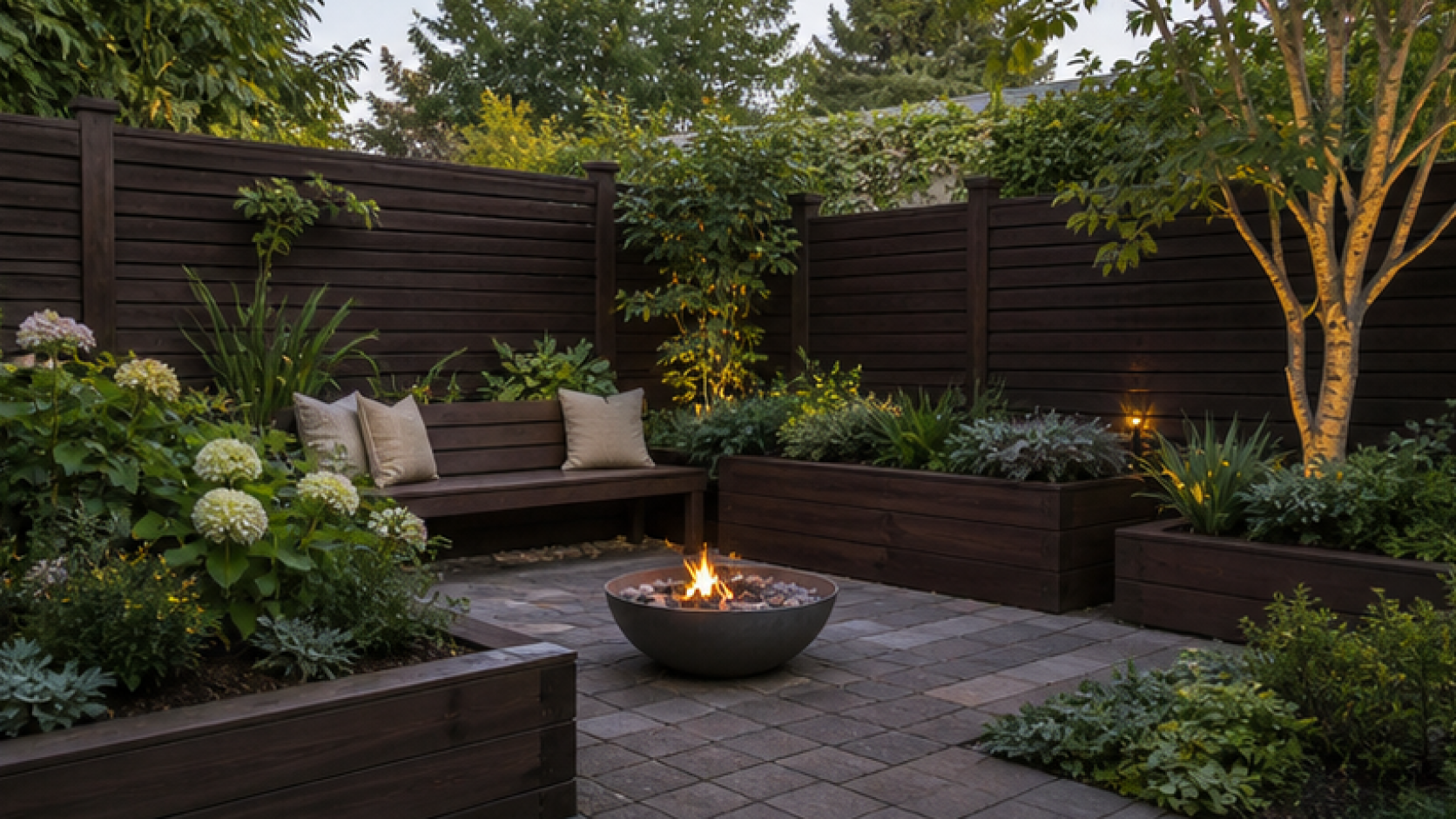 Garden Ideas with dark wood accents