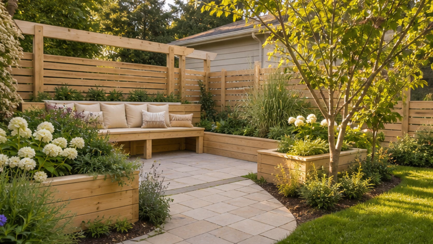 Garden Ideas with natural wood accents