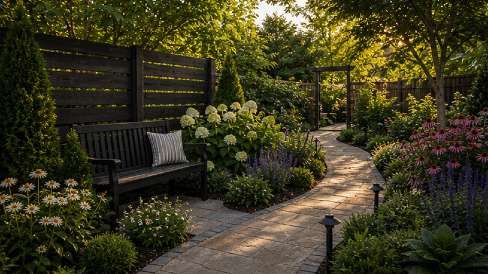Garden Ideas with dark wood accents