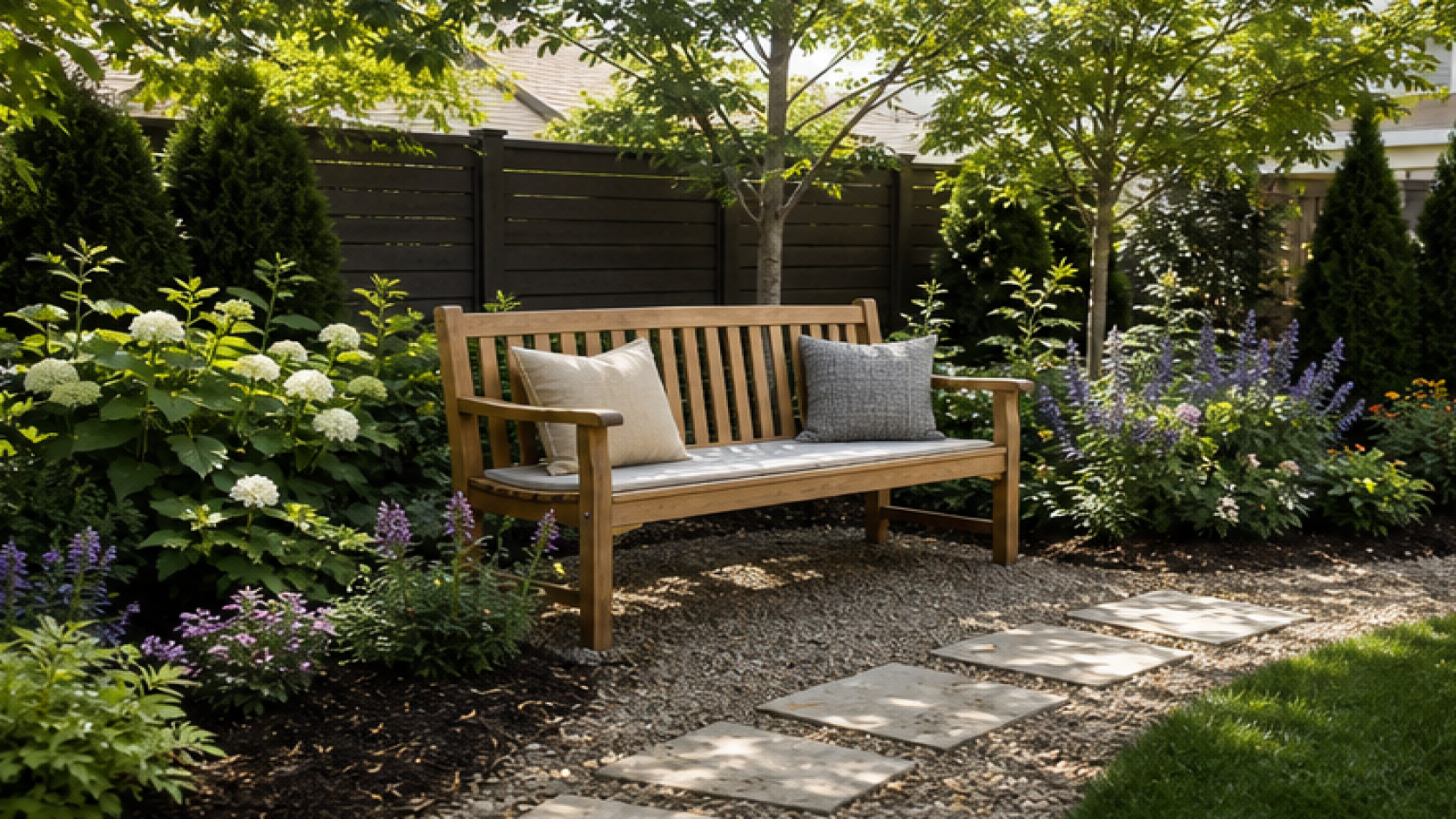 Garden Layout Ideas with a garden bench