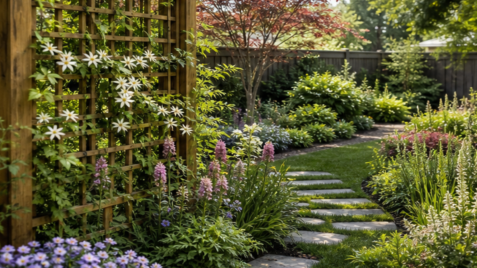 Garden Layout Ideas with a trellis accent