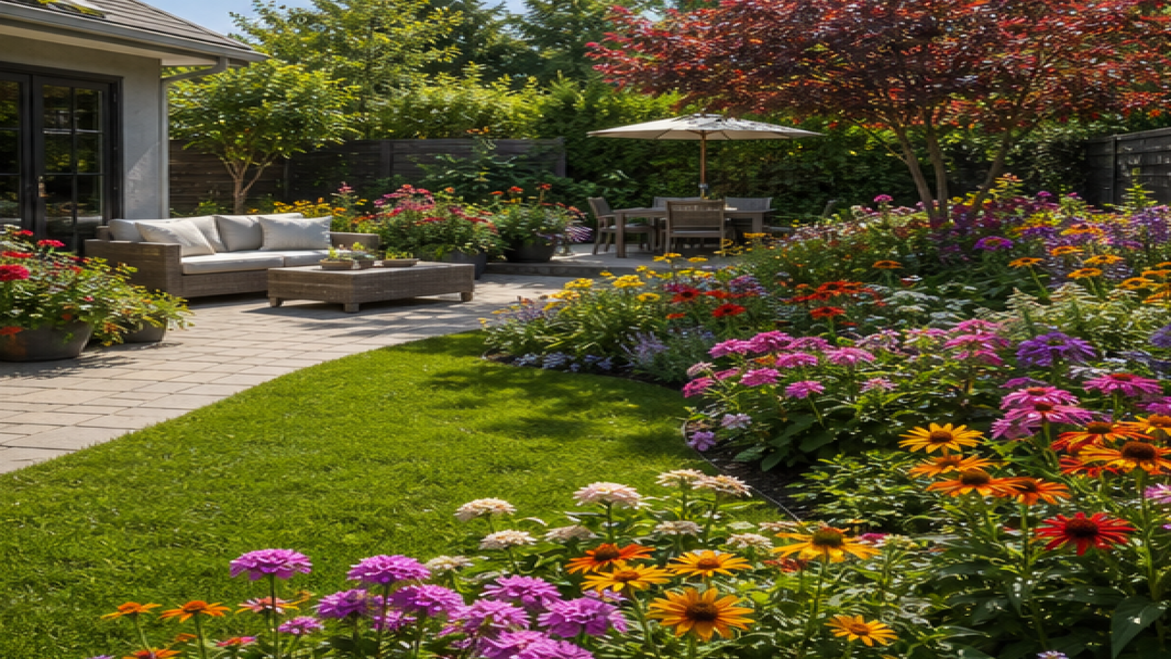 Garden Layout Ideas with seasonal color planting