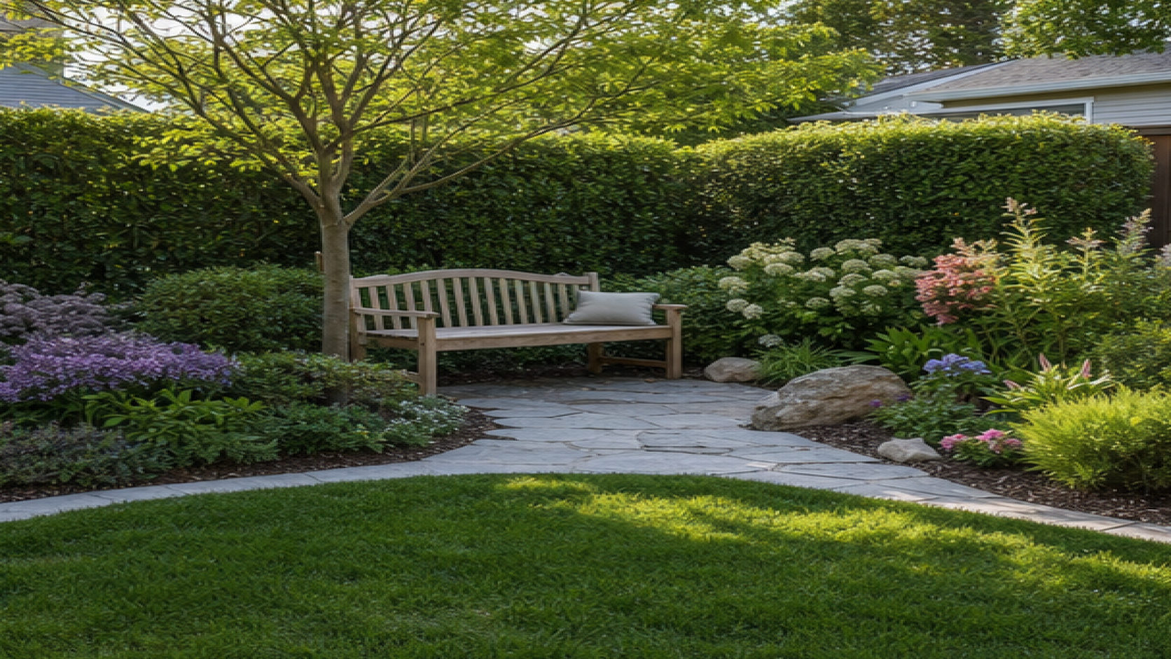 Garden Layout Ideas with a garden bench