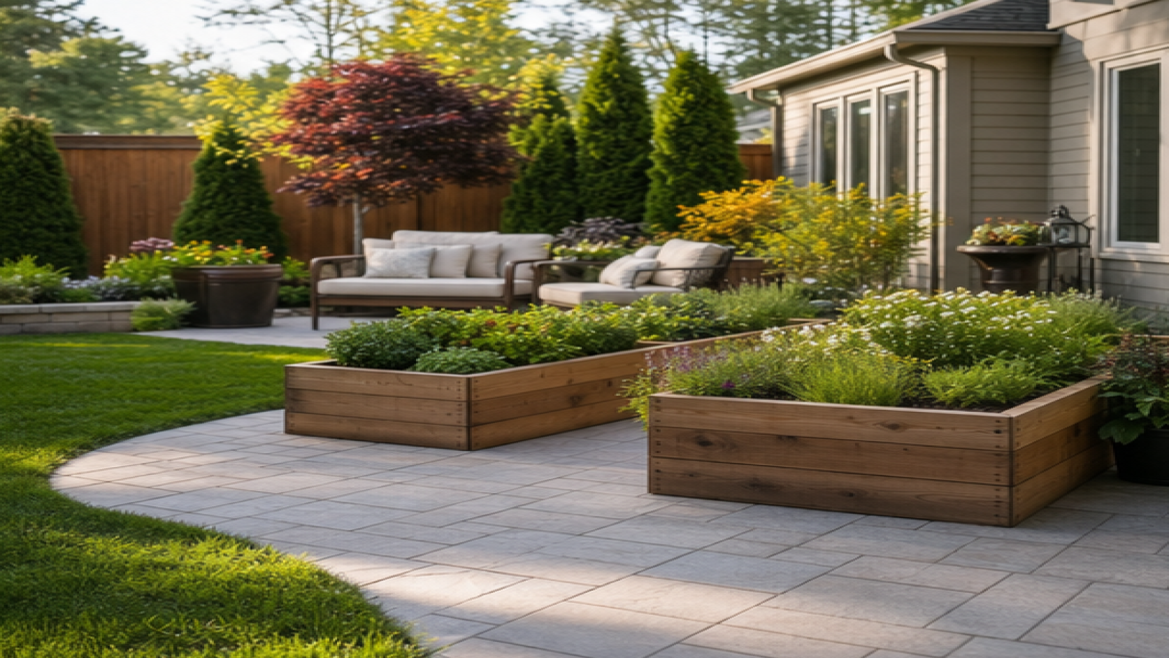 Garden Layout Ideas with raised planters