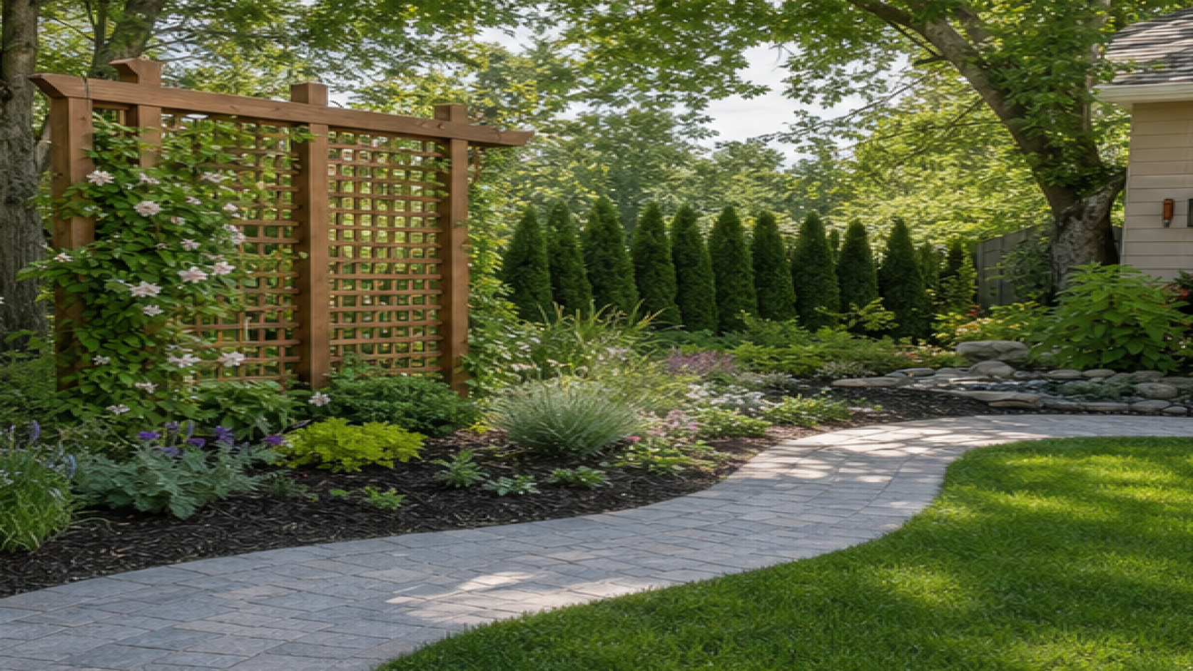 Garden Layout Ideas with a trellis accent