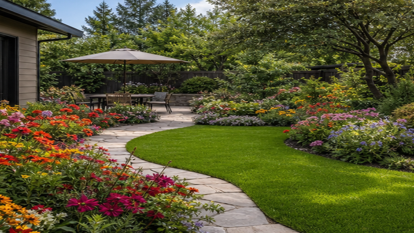 Garden Layout Ideas with seasonal color planting