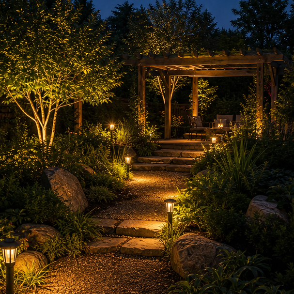 Garden Lighting Ideas evening light