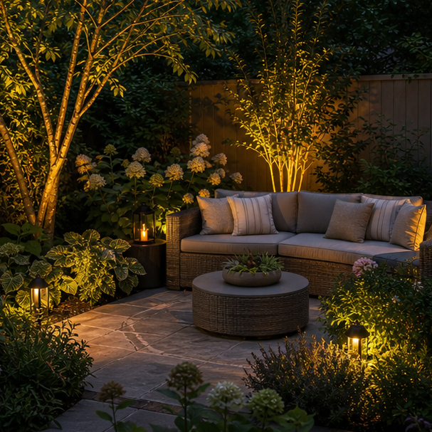 Garden Lighting Ideas seating area