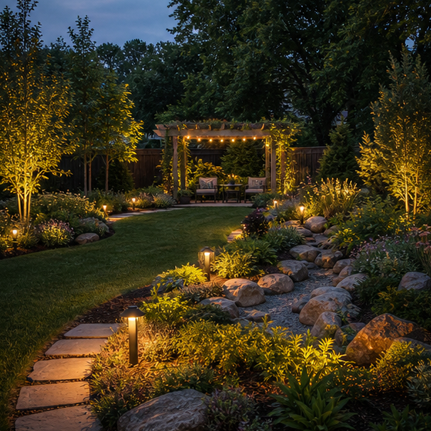 Garden Lighting Ideas wide view