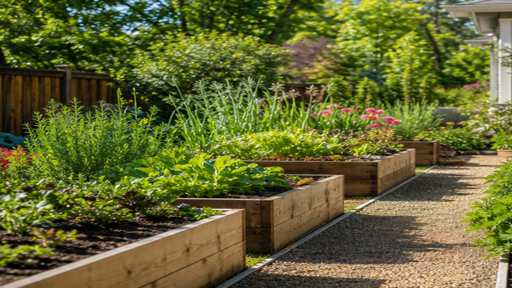 Garden Path Ideas with raised planters