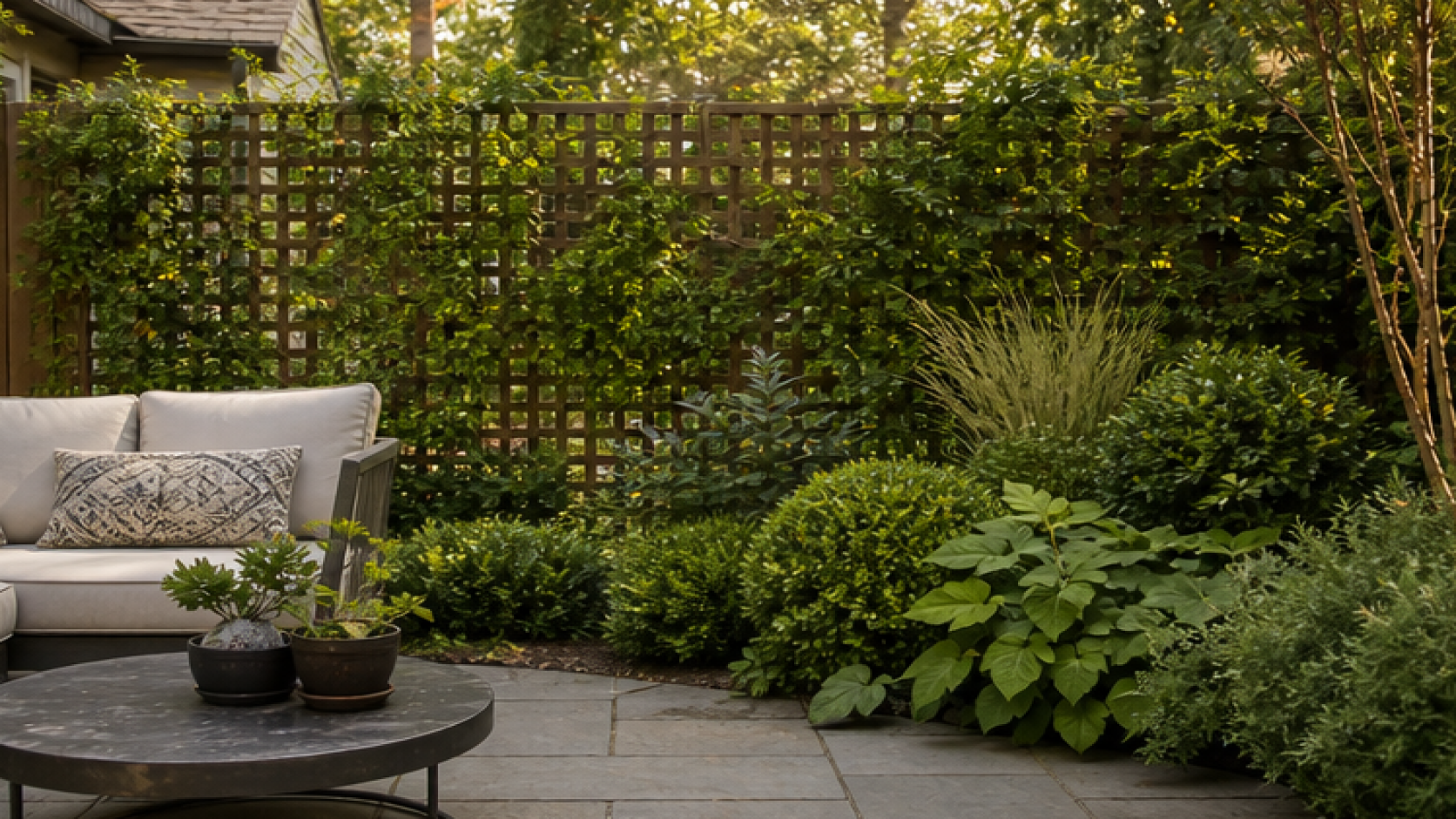 Garden Privacy Ideas with a trellis accent