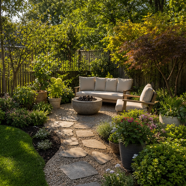 Garden Seating Area Ideas layout view