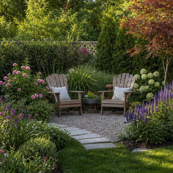 Garden Seating Area Ideas seasonal color
