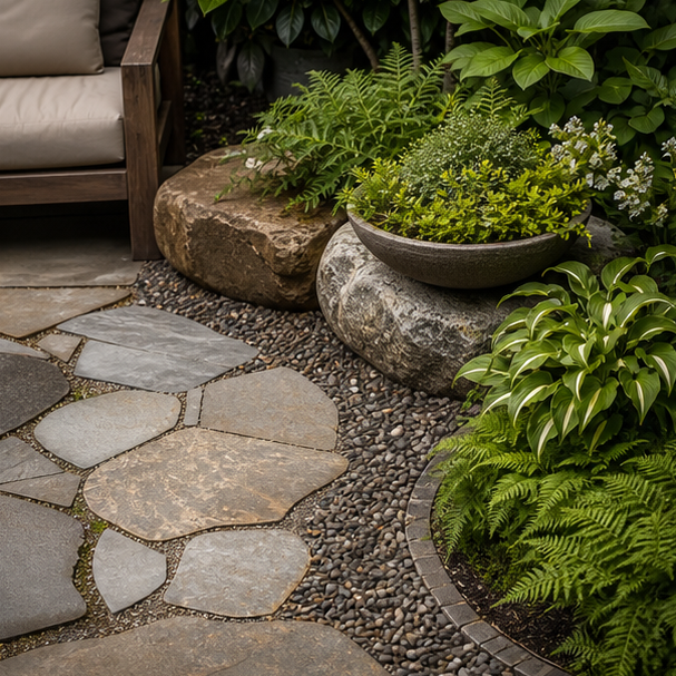 Garden Seating Area Ideas stone texture