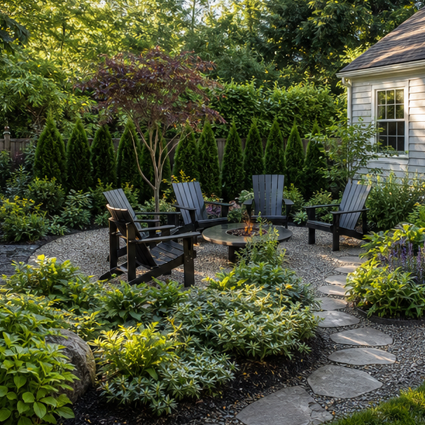 Garden Seating Area Ideas wide view