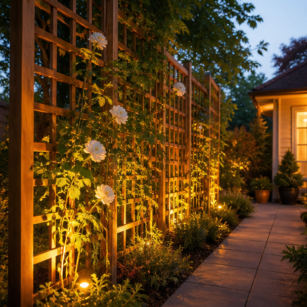 Garden Trellis Ideas soft evening glow