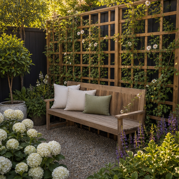 Garden Trellis Ideas seating area